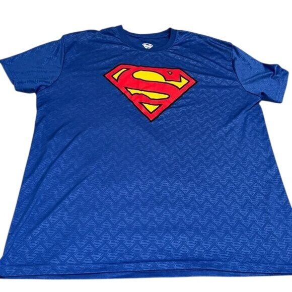 Superman Mens Blue T-Shirt 2XL Official DC Comics Short Sleeve Crew Neck Polyest - Picture 1 of 4